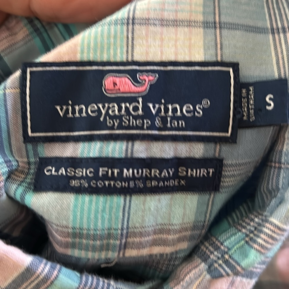 Vineyard Vines Classic Fit Murray Plaid Shirt Sz S Cotton Stretch Blue Pink - Picture 4 of 7